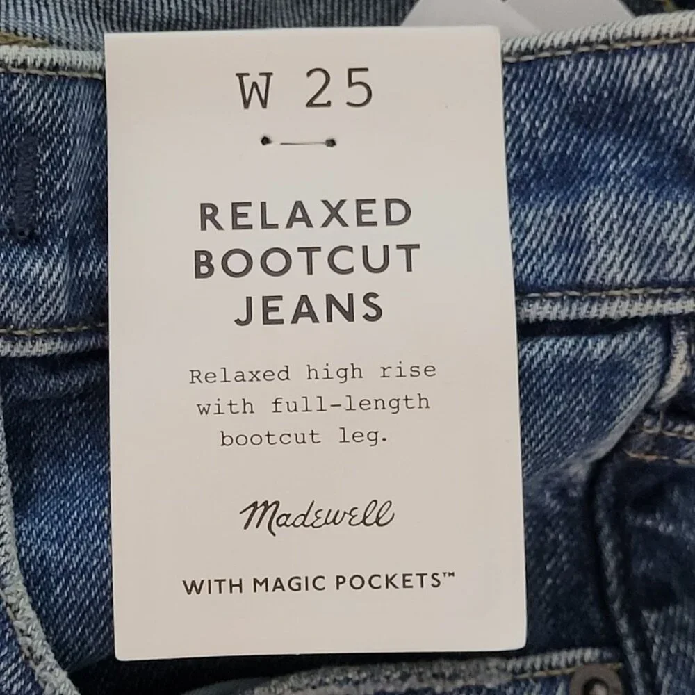 Madewell Relaxed Bootcut Jeans Womens Size 25 Concho Wash High Rise Denim - Picture 6 of 10